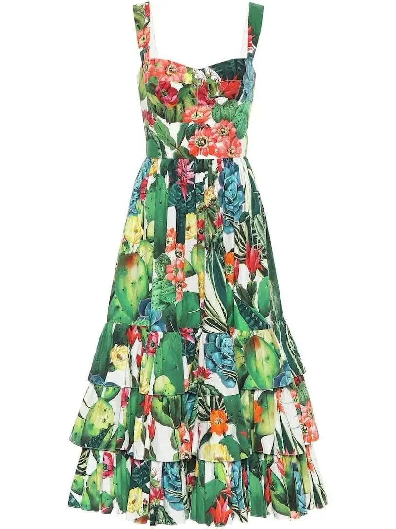 Printed Poplin Midi Dress