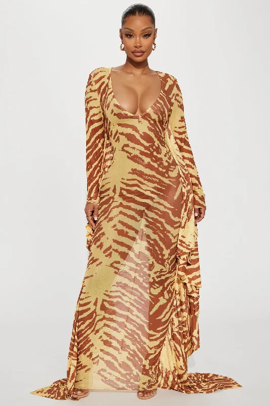 Run Wild Mesh Maxi Dress - Yellow/combo