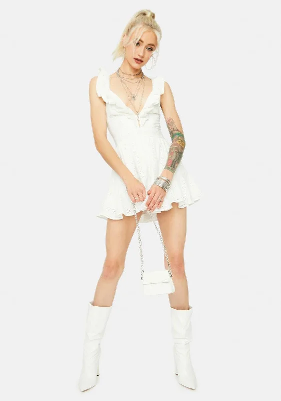 Cuz Ur Cute Sleeveless Eyelet Ruffle Trim Romper