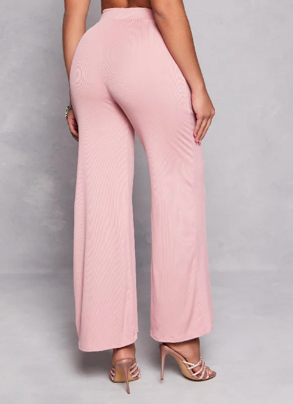 Ribbed Knit Flare Pants