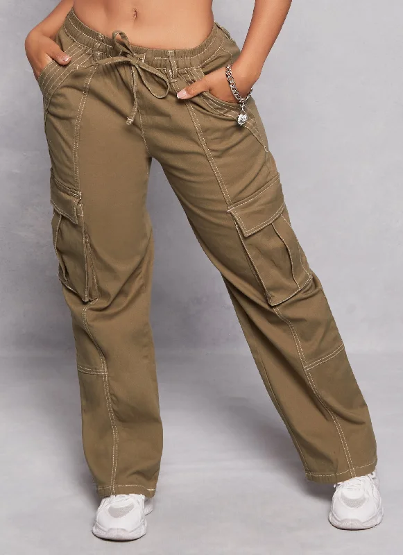 Almost Famous Contrast Stitch Cargo Pants