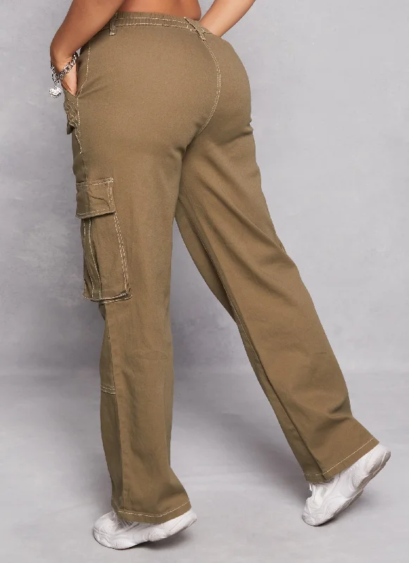 Almost Famous Contrast Stitch Cargo Pants