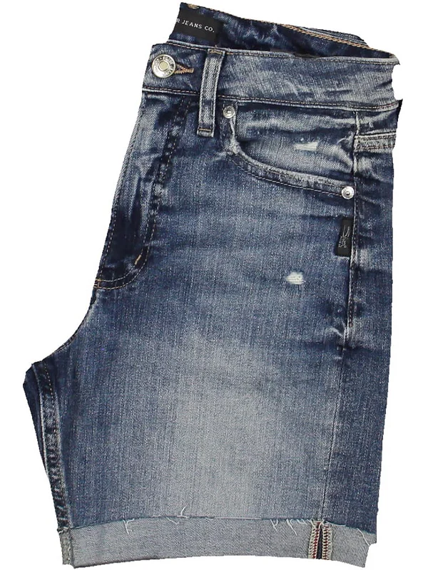 Plus Womens High Rise Mini Denim Shorts