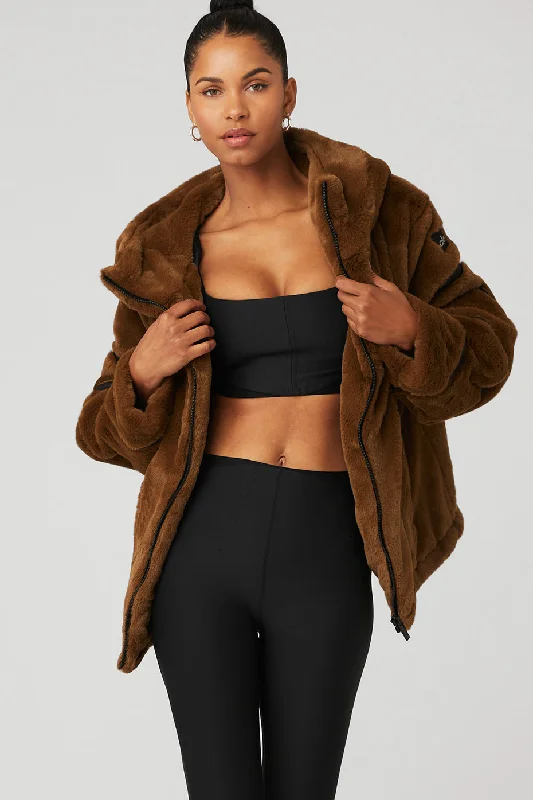 Knock Out Faux Fur Jacket - Chocolate