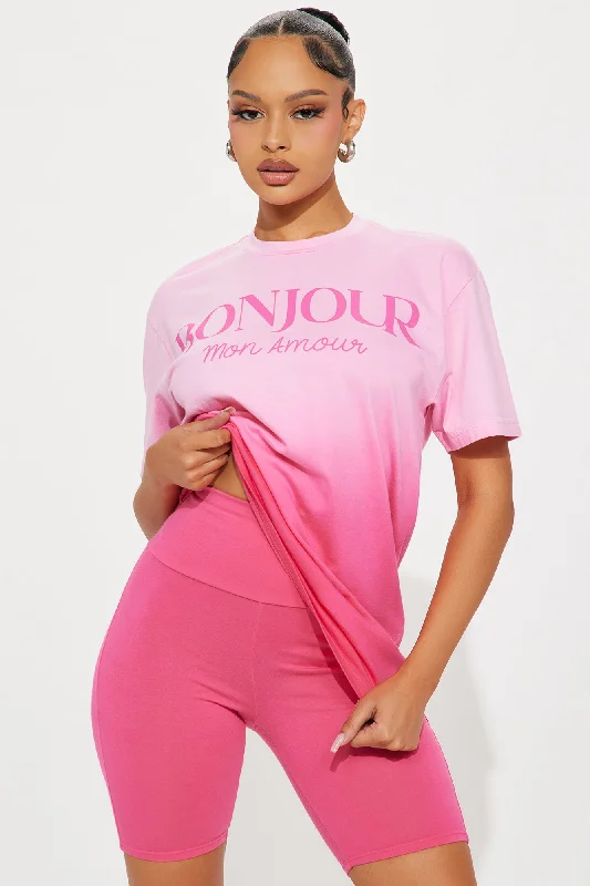 Bonjour Amour Biker Short Set - Pink