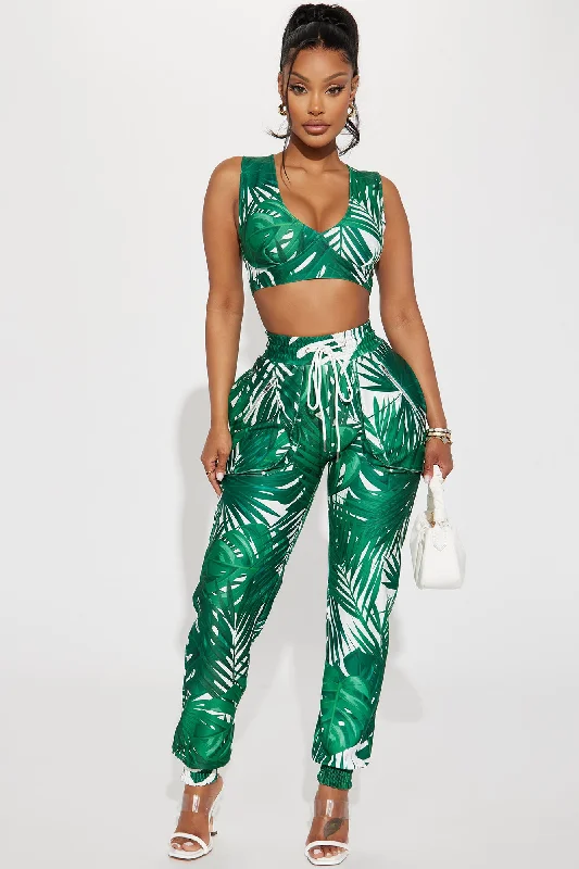 Palm Paradise Jogger Set - Green/combo